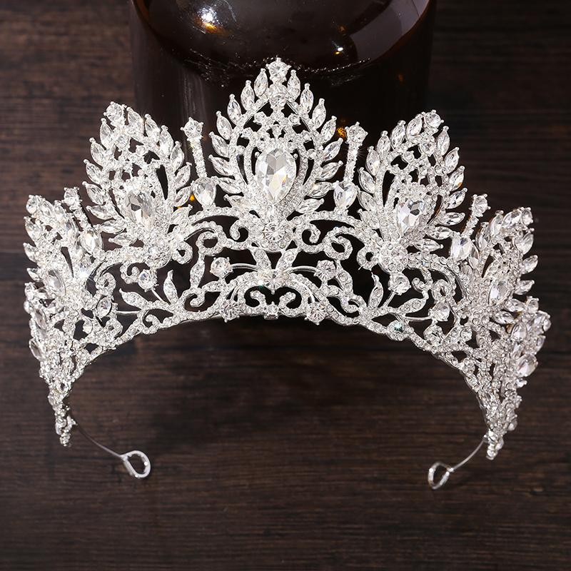 Cenmon Royal Queen Green Crown Big Diadem Bride Tiara Crowns for Women Bridal Wedding Party Crown Hair Dress Jewelry Accessori