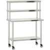 Kitchen Work Table - VIDAXL - 110x55x150 Cm - Stainless Steel - 4 Wheels - Storage Shelves