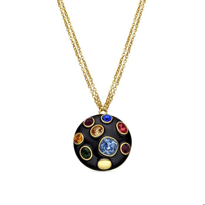Collier - LUXENTER - Yever - laque noire - plaqué or 18 carats - pendentif 50 mm