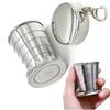 75ml Stainless Steel Folding Cup Camping Cookware Retractable Small Water Cups for Outdoors Portable Foldable with Lid