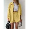 Collar Long Sleeve Shirt Shorts Set Lapel Long Sleeve Shirt Shorts Suit