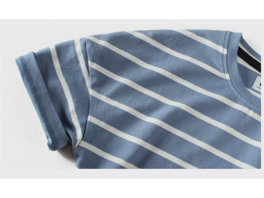 Летние детские свободные полосатые футболки с коротким рукавом