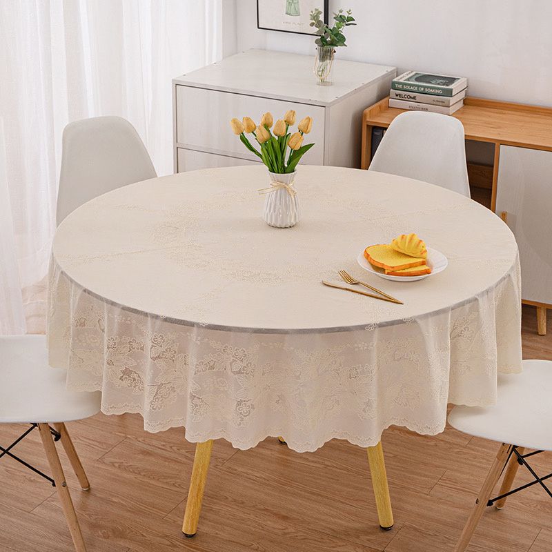 New Colored Circular Tablecloth Waterproof Oil Proof Round Dining Table Cover Anti Scalding Non Washing Household Tablecloths