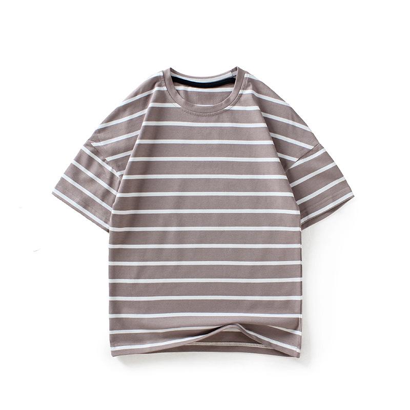 Летние детские свободные полосатые футболки с коротким рукавом