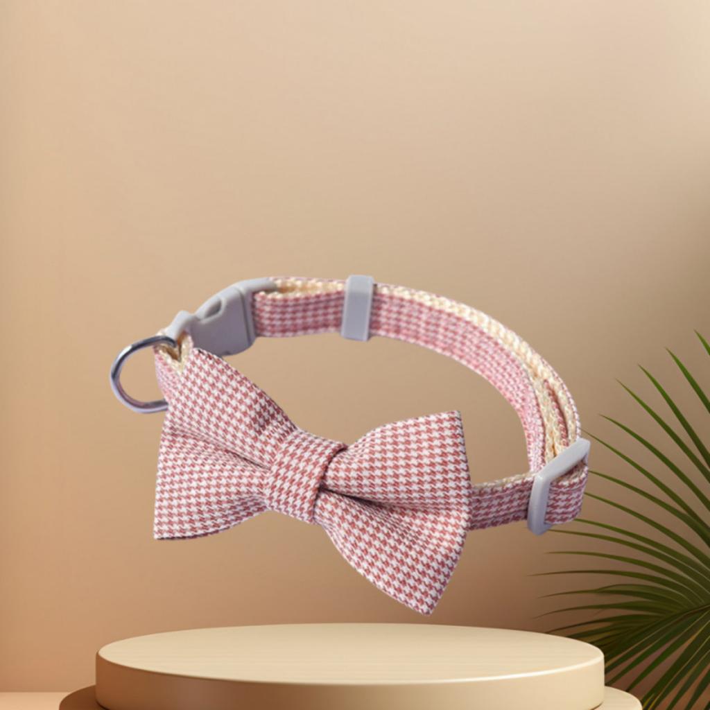 Ошейник для домашних животных, бант с узором «гусиная лапка», ошейник для кошек, для маленьких и средних кошек и собак, универсальный ошейник с защитой от удушения, регулируемый ошейник для собак