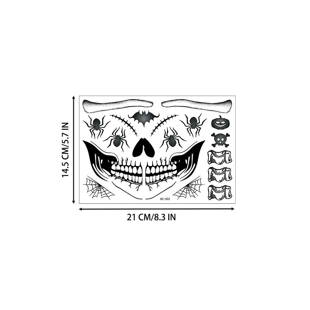 Halloween Funny Skull Tattoo Stickers, Masquerade Scar Horror Waterproof Face Stickers