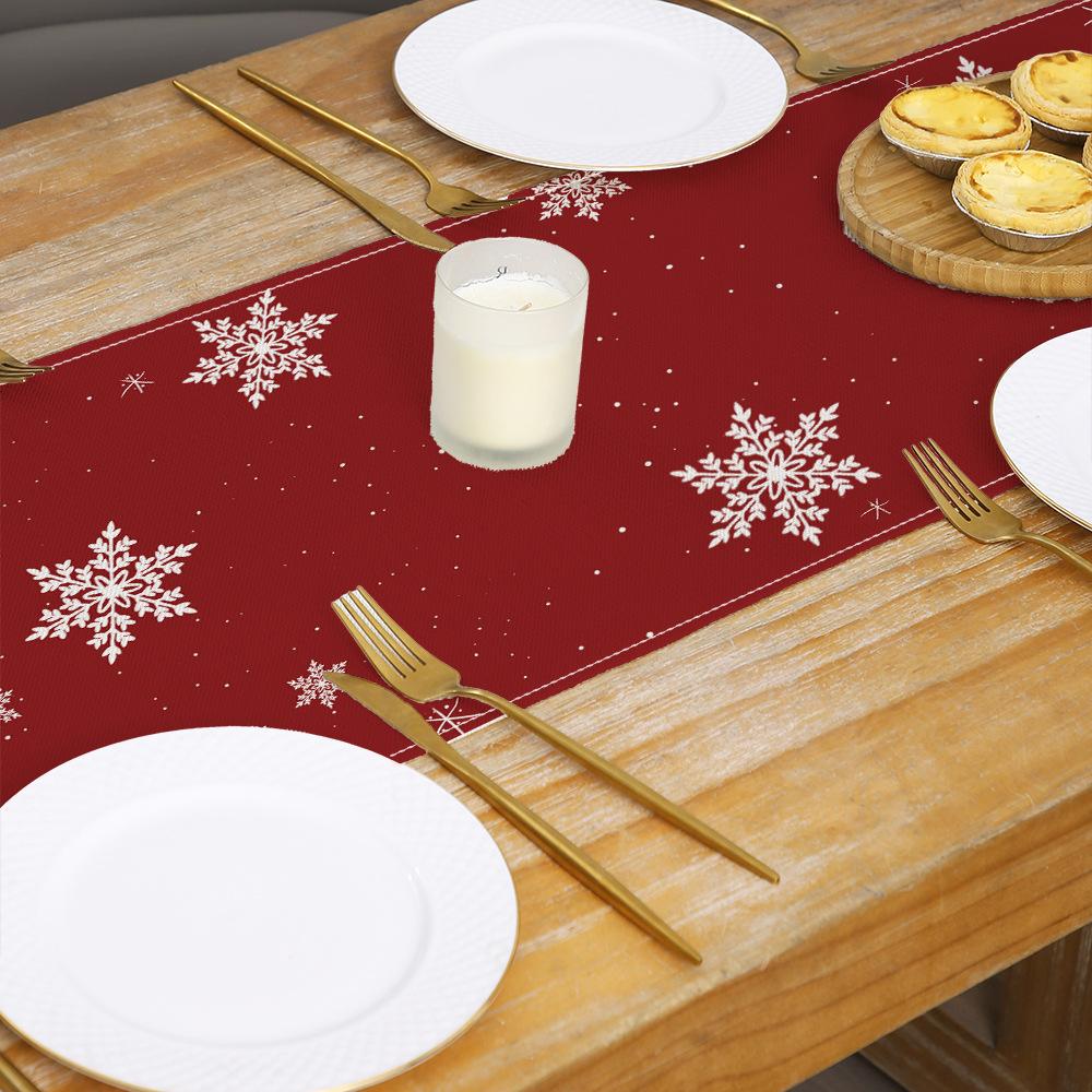 Рождественский печатный настольный флаг, украшение для дома, маленькая скатерть, льняная маленькая скатерть