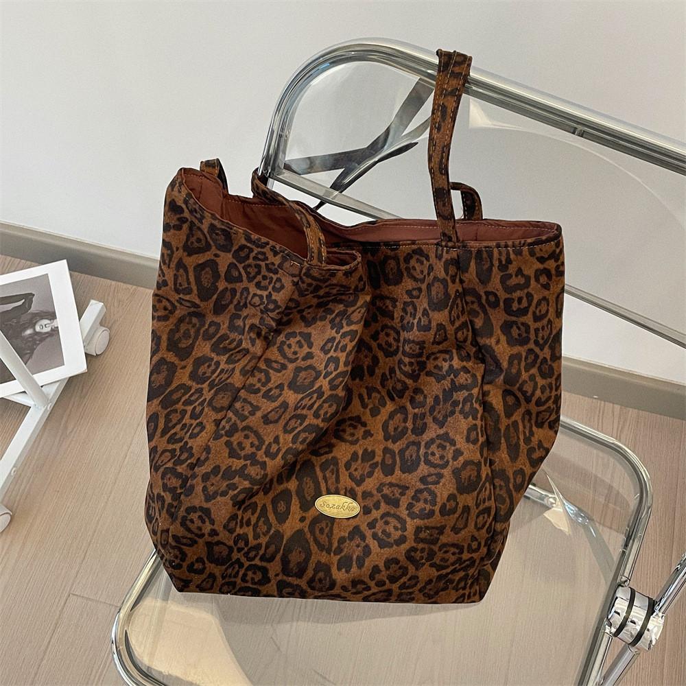 Chic Leopard Print Tote Bag For Women Large Capacity Stylish Shoulder Handbag