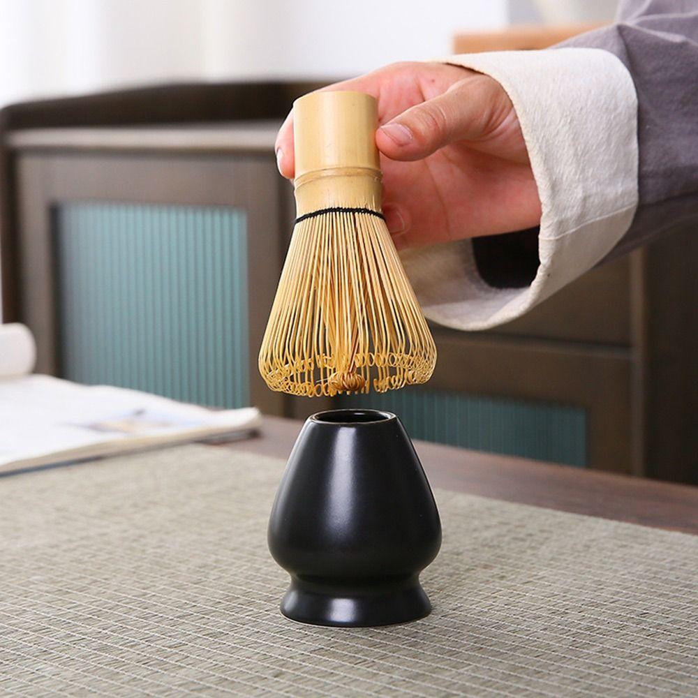 Solid Color Whisk Stand Holder Ceramic Bamboo Matcha Chasen Holder  for Tea Set Accessories