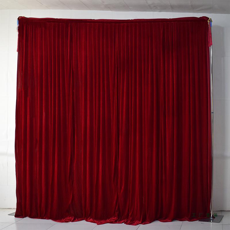 Black, Burgundy & Gold Velvet Wedding Stage Backdrop Drapes with Gauze