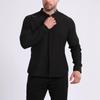 Генри Бизнес Кэжуал Мужской Модный Наряд Hombre Elegante Рубашка с Длинным Рукавом Стойка Кардиган Туника
