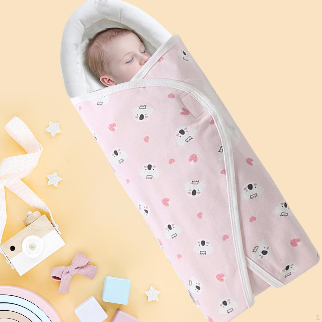 Baby Swaddle Wraps with Hat for Bath Pool Beach Shower Cartoon Sleep Blanket Pink