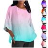 Women's Fashion Half Sleeve Round Neck Printed Loose Casual Blouse Top
