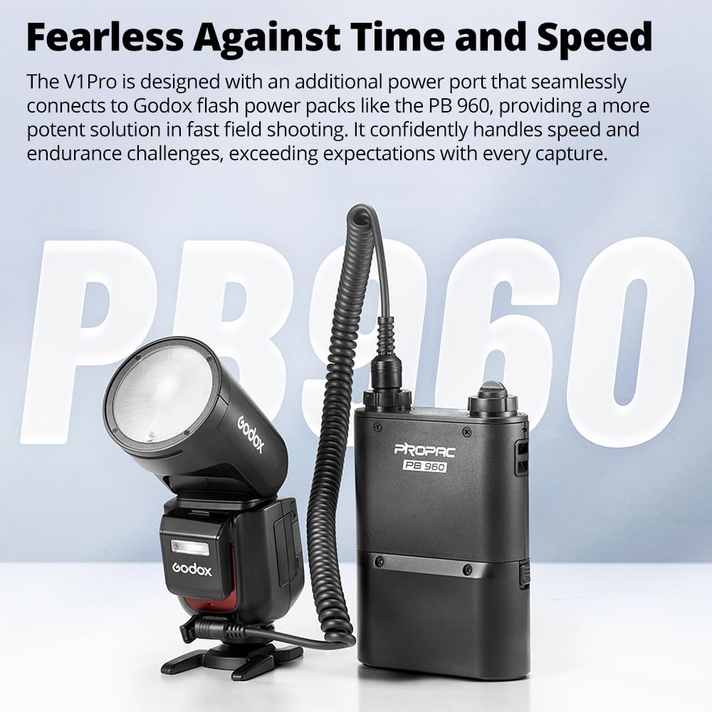 Authorized GODOX Round Head Nikon 76Ws with External Flash [GODOX Dealer] V1Pro-N Speedlight, Compatible, HSS, 1/8000 sec, 2.4G E-TTL Wireless, SU-1