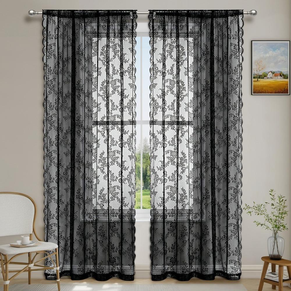 Transparent Door Curtain Wavy Edge Window Drape Shade Romantic Sheer Curtain Living Room
