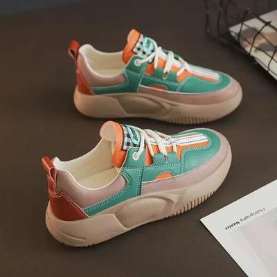 Модная женская обувь, модные повседневные кроссовки в стиле ретро с круглым носком, удобная обувь на платформе, женская обувь для тенниса и спорта на открытом воздухе, кроссовки для бега 2024