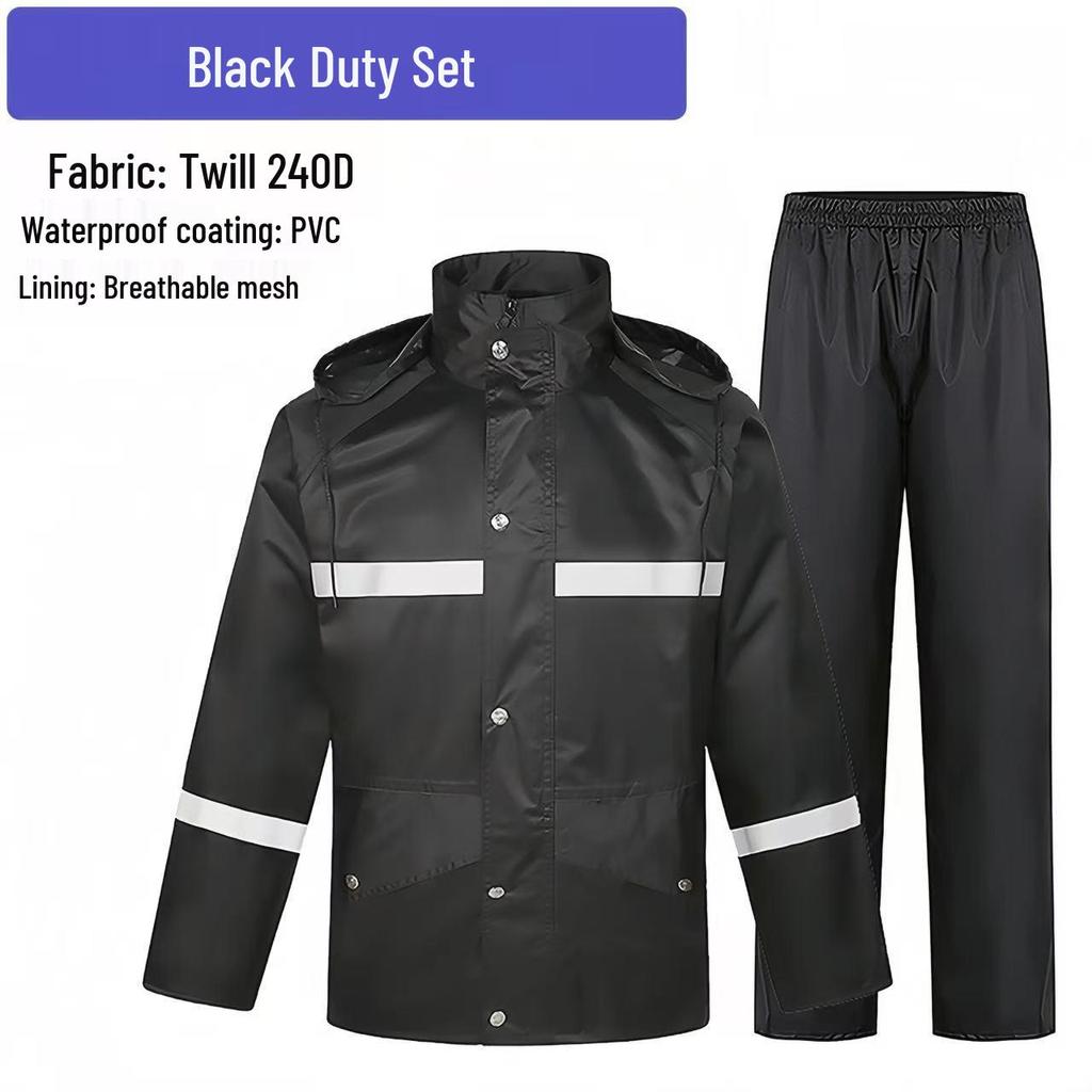 Темно-синий светоотражающий дождевик и брюки для мужчин - Водонепроницаемый, Утепленный, Раздельного типа, Идеально подходит для работников служб безопасности и санитарии