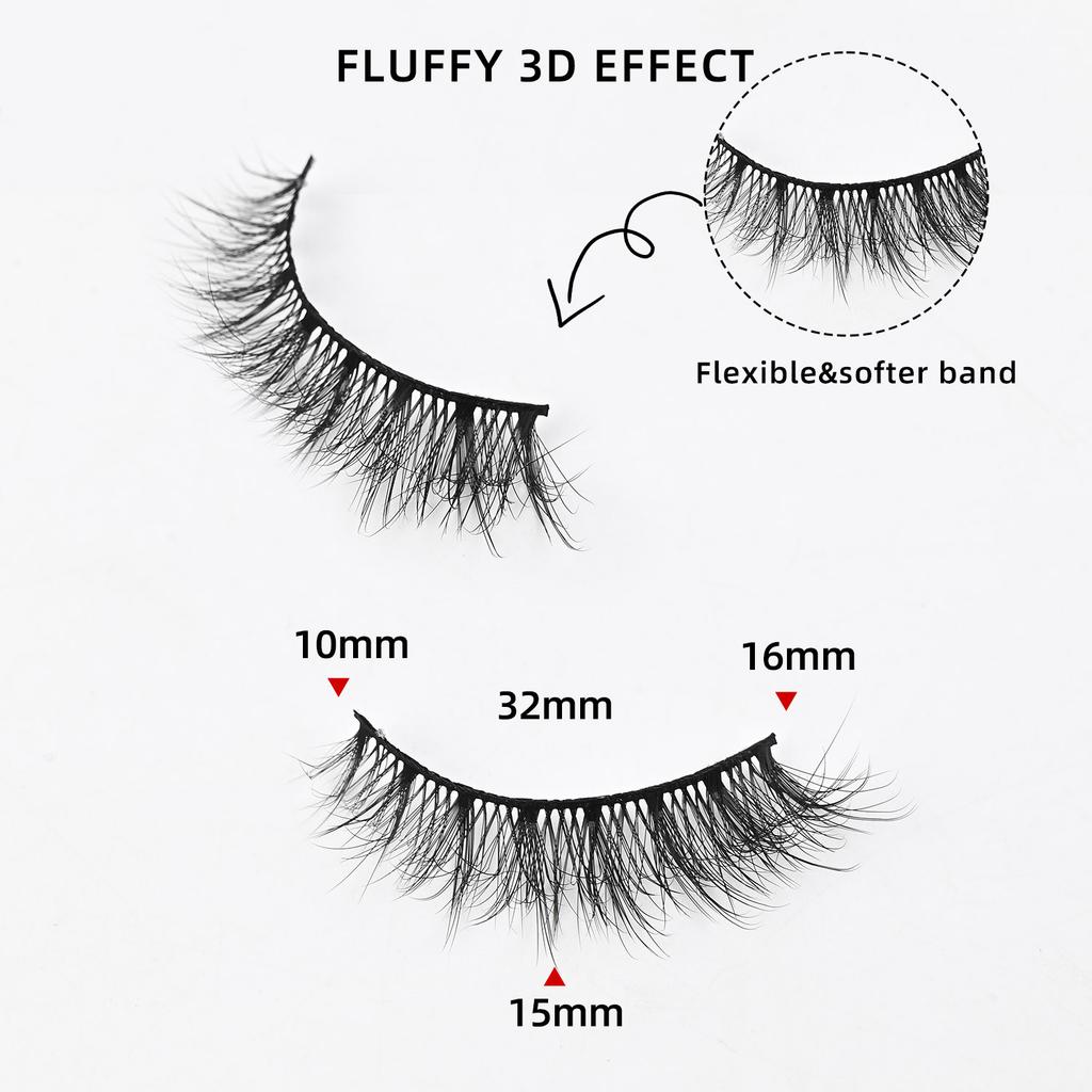 Dramatic 14-Pairs Fox Eye False Eyelashes Easy Application Flirty Cat Eye Style Parties Reusable Full Strip Design