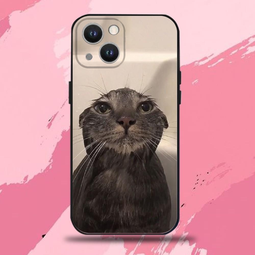 Чехол для телефона с мемами про кошек для iPhone 16,15,14,13,12,11 Plus,Pro Max,XS,X,XR,SE,Mini,8,7, Мягкий силиконовый черный чехол