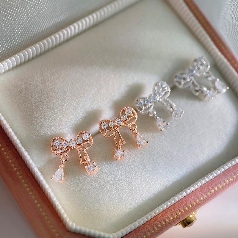 Изысканные серьги-бантики с каплями воды для женщин