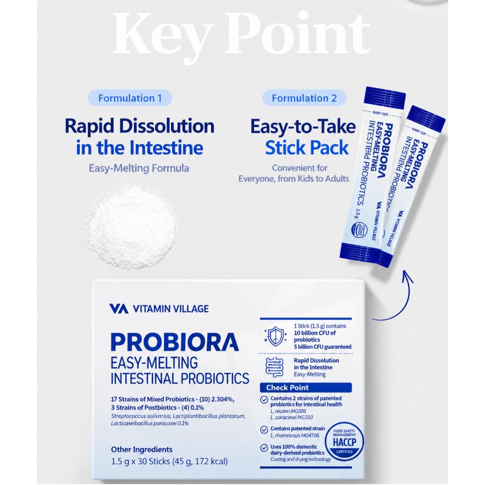 [vitamin village] Probiora Easy-melting Oral Probiotics , 30 packets / Korean Probiotics
