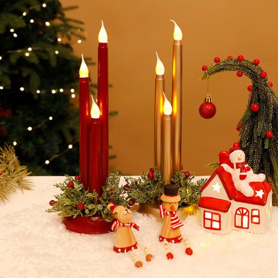 Yousheng Christmas LED Candle Lamp Battery Powered Flameless Fake Taper Candle Decoration Flickering Long Electric Simulation Candle Light