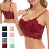 Women Lace Bras Top Embroidery Floral Halter Bra Push Up Casual Strappy Bustier Camisole Vest Top