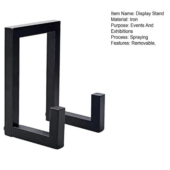 Black Record Storage Stand Holder Minimalist Retro Record Stand Heavy Duty Metal Vinyl Record Organizer for Records Photos Cosmetics