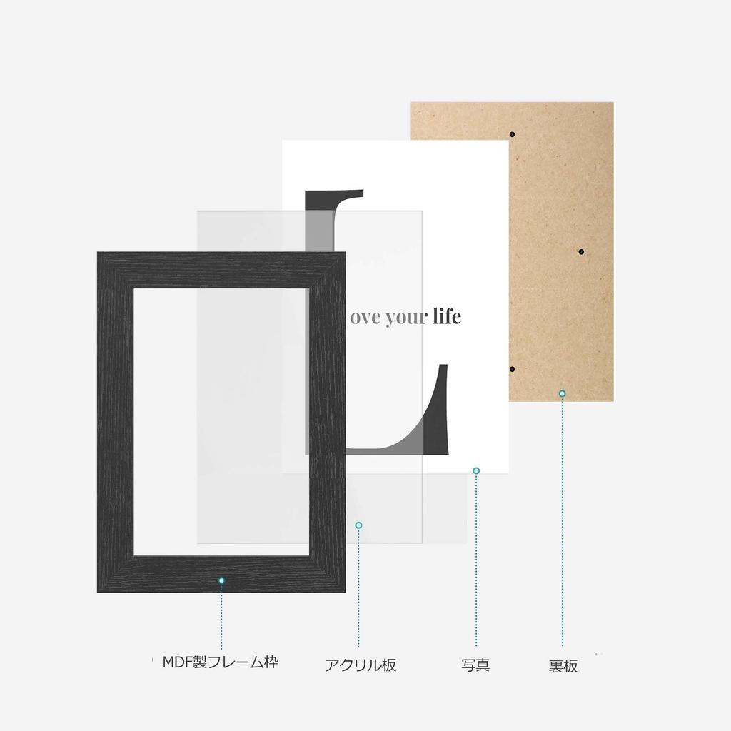 SONGMICS Photo 10 Vertical Horizontal Wall Holds Colored Paper and Photos Hanging PS Wall RPF310H Frame, Pieces, Tabletop, & Mounting, Simple, Wooden,
