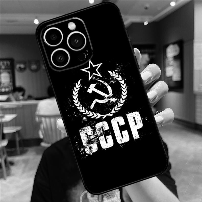 Red Soviet Union USSR Flag Case For iPhone 17 15 14 13 12 11 16 Pro Max Mini Plus 16e 17 Air Bumper Cover Accessories