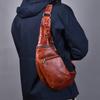 Cowhide Men's Waist Pack Genuine Leather Large Capacity Crossbody Mobile Wallet Multi-functional Men's Shoulder Body Bag Chest Bag