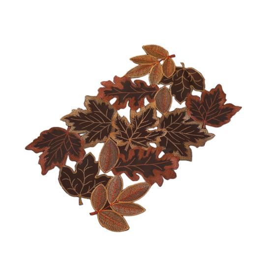 Autumn Maple Embroidered Placemat Hollow Design Insulation Pad Hot Plates Pots Table Runner Harvest Party Dining Accessories