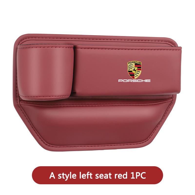 Leather Car Seat Gap Storage Box Water Cup Phone Brace Auto Accessories For Porsche Cayenne Panamera Macan 911 718 Taycan Cayman