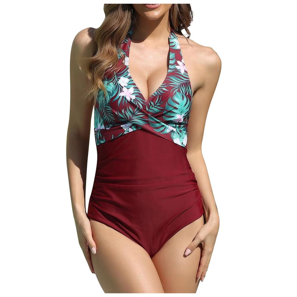 Women's Bikini Swimwear One-Piece Vintage Conservative Solid Sexy Swimsuit Swimming Beachwear