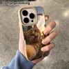 Phone Case: 2D flat lambskin suitable for iPhone 18, 17, 16, 15, 14, 13 Pro film protective case,selfie orange cat, Christmas and Halloween gift