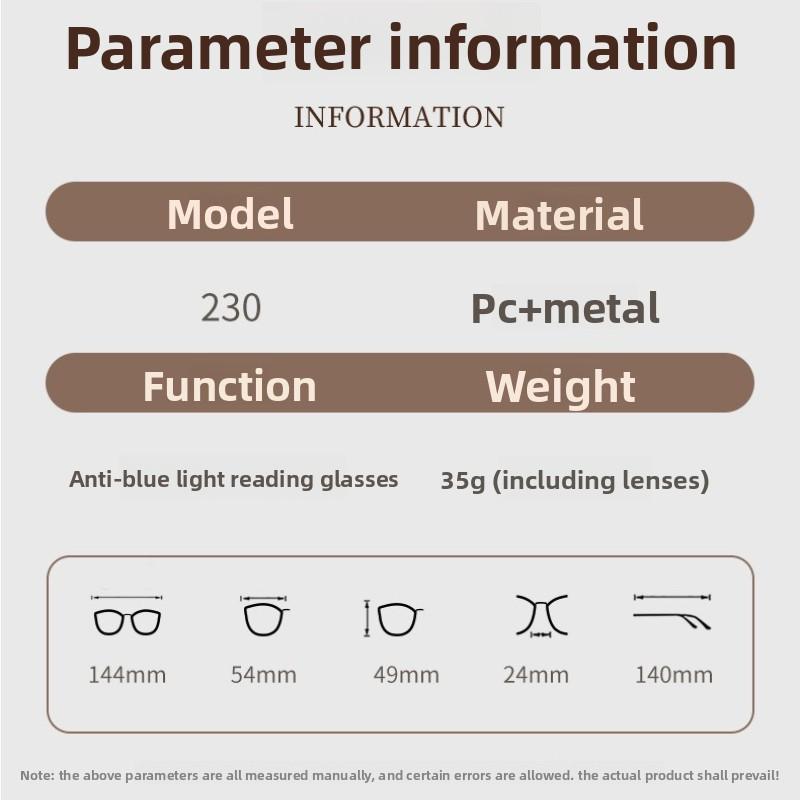 Stylish Round Oversized Reading Glasses Unique Frames Unisex Fashion Hd Blue Light Protection Hyperopia Glasses +3.0+3.5+4.0