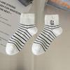5/10 пар повседневных женских носков до середины икры весна-лето легкие черно-белые полосатые вышитые хлопковые носки милые длинные носки для девочек-подростков