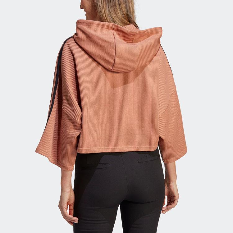 Adidas Оригинальная толстовка с капюшоном и вышитым логотипом-трилистником на шнурке, женские топы, рок-бежевый IC5459