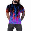 Summer Cool Men's Women's Fashion Casual T-Shirt 3D Printing Multicolor Flame Short Sleeve T-Shirt 100-6XL