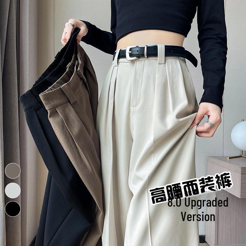 2024 Women's High Waist Wide Leg Suit Pants - Korean Fashion, Spring/Autumn, Loose & Casual Fit