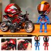 Q Version Motorcycle Helmet Motorcycle Rider Exquisite Model Deformable Toy