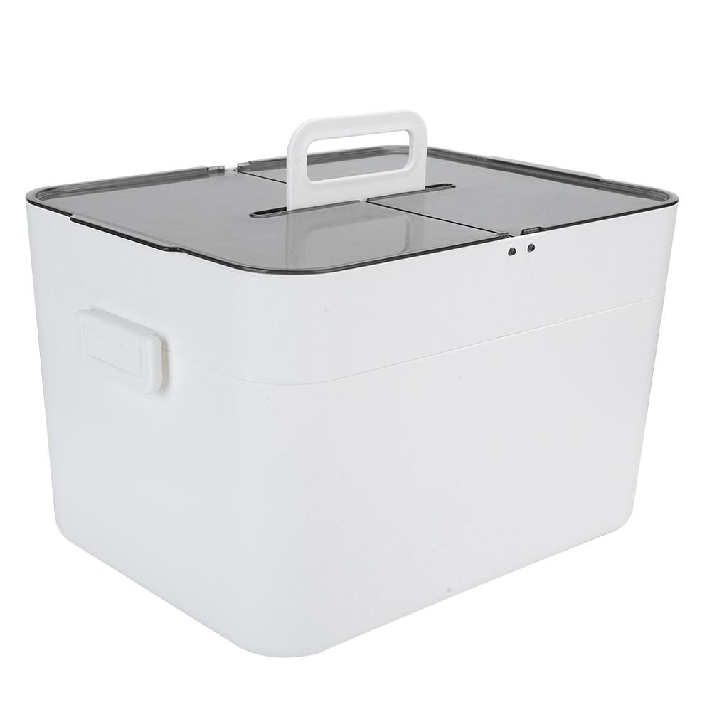 Ящик для хранения, большой, двухслойный, офисный, белый, пластиковый отсек, пылезащитный, аптечка