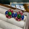 Новые китайские эмалевые росписи 14K простые трехмерные серьги-гвоздики в виде цветка ретро-серьги с инкрустацией из глазурованных бусин в виде камелии