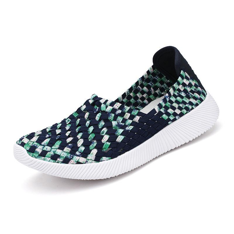 Модные новые плетеные туфли ручной работы, одинарные туфли, удобные женские туфли большого размера на плоской подошве