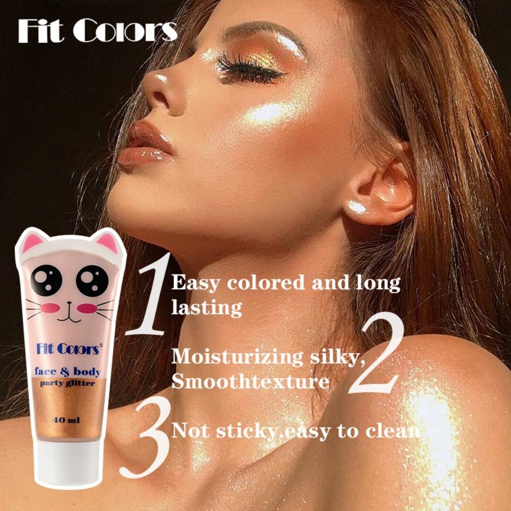 Fit Colors Для всего тела Яркий свет Жидкость Пляж Сексуальное тело Блестящая жидкость Красота Черное молочко для тела