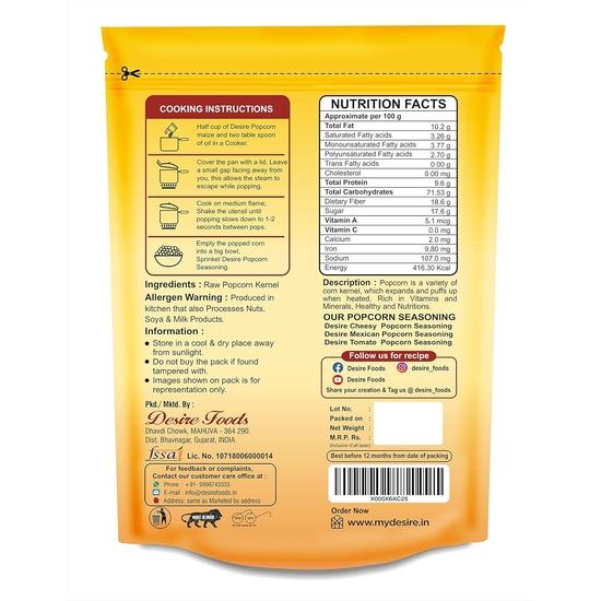 Desire Popcorn Kernel Seeds, 1kg | Premium Big Size Gourmet Makkai Popcorn Kernels | Imported, High Expansion for Fluffy Popcorn