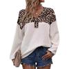 Женская футболка с длинным рукавом и застежкой на пуговицы с леопардовым принтом в стиле пэчворк