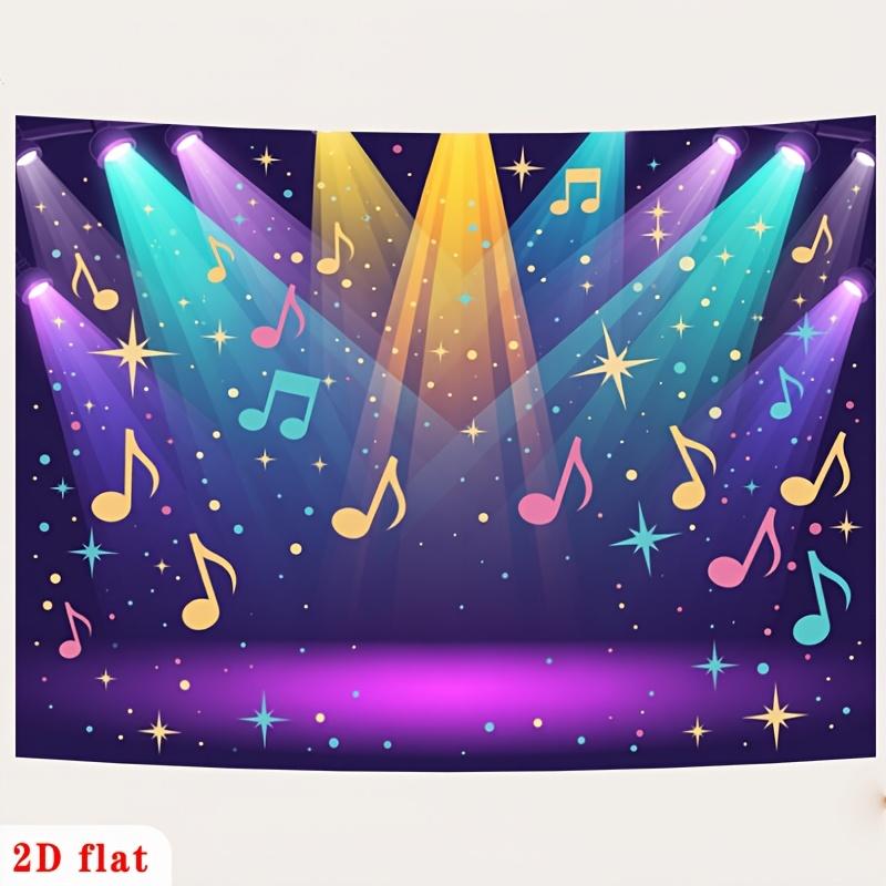 Two-dimensional plane, 2D plane banner, 1 piece of colorful musical note stage party background polyester curtain