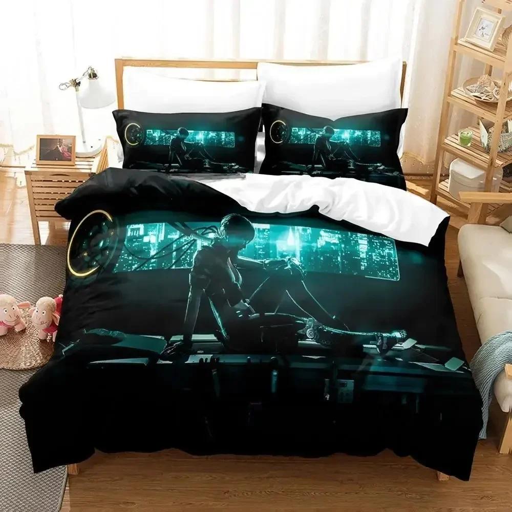 Комплект постельного белья Ghost In The Shell Single Twin Full Queen King Size Bed Set Adult Kids Bedroom Duvetcover Sets 3D Anime Bed Shelf Set