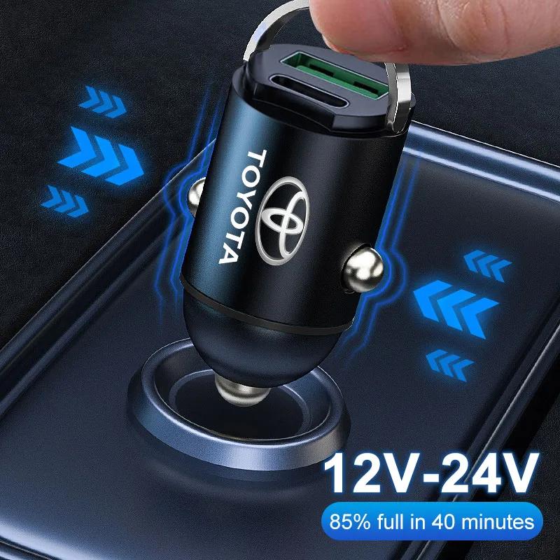 1Pcs 100W/200W Car Charger USB Type-C Fast Charging Adapter For Toyota Camry Corolla Yaris Chr Auris Avensis T25 Car Accessories